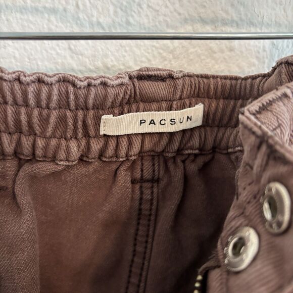 Pacsun‎ Cargo Pants Small Elastic Waist Brown Relaxed Utility High Waist Casual - Picture 2 of 5